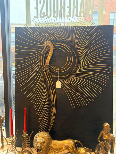 Curtis Jere peacock wall sculpture, signed approx 40x55 for pick up only