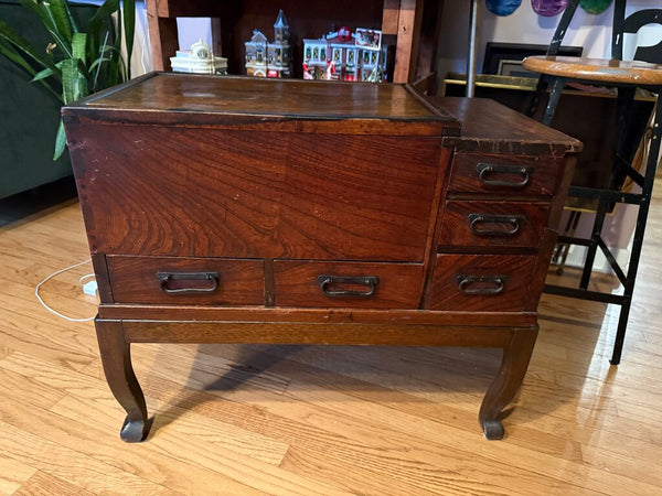 Antique wood Japanese nagahibachi 26t x 29 w x 16d