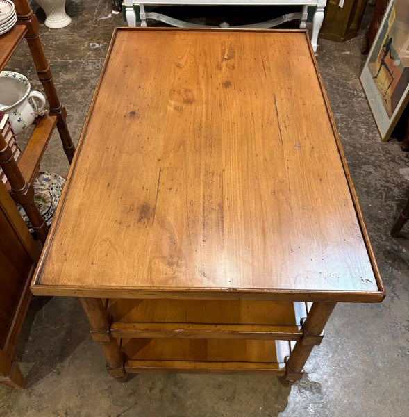 WOODLAND FURNITURE OF IDAHO FALLS TABLE WITH SHELVES | 36"W X 27.75"H X 24"D