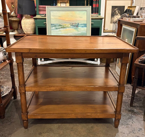 WOODLAND FURNITURE OF IDAHO FALLS TABLE WITH SHELVES | 36"W X 27.75"H X 24"D