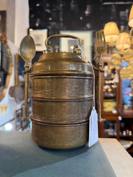 Antique brass Chinese lunch box