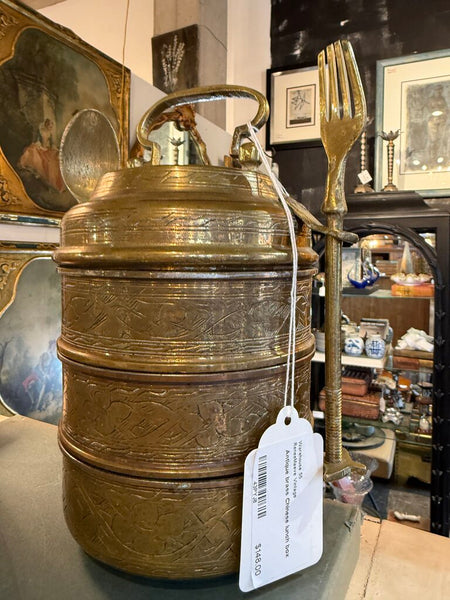 Antique brass Chinese lunch box