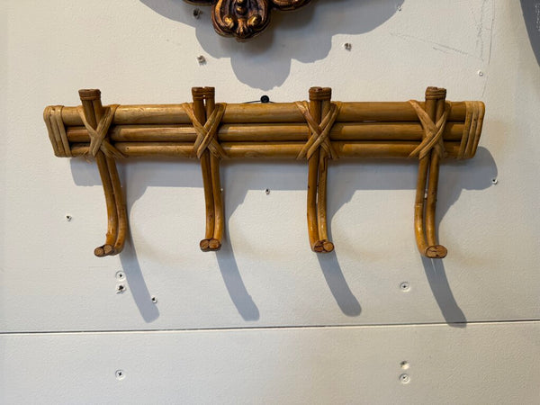 Vintage rattan coatrack