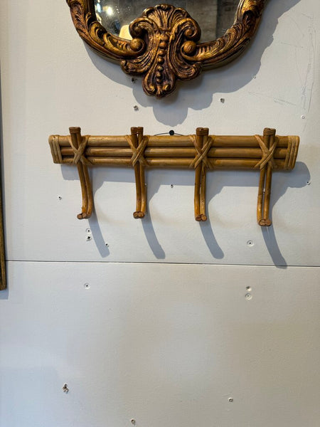 Vintage rattan coatrack