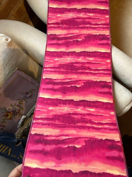 Signed Artist Pink Fabric Panel 50x10