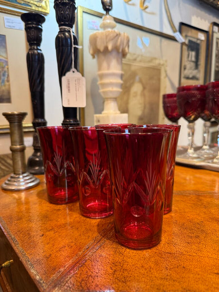 Set 5 ruby red glasses