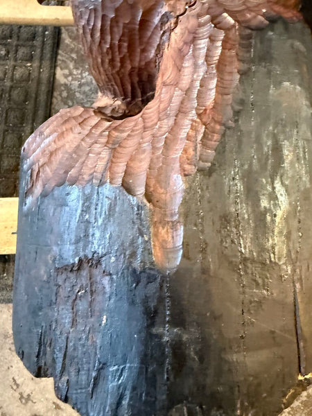 Vintage wood sculpture hand carved of the thinker 25T 15D 12W
