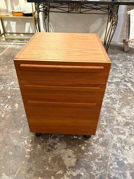 Mcm rolling Danish teak cabinet/side table