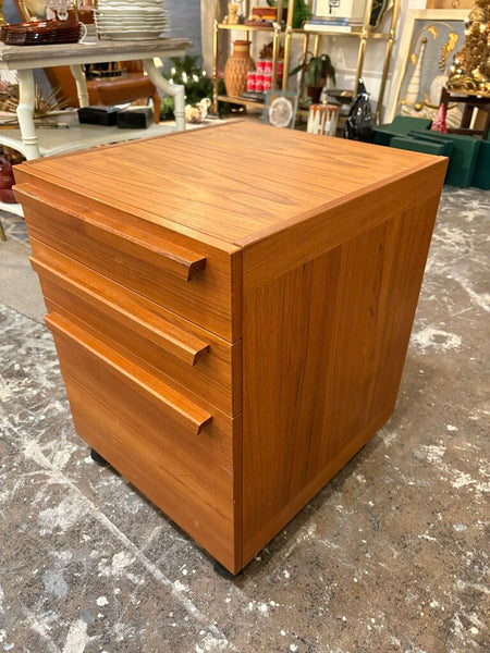 Mcm rolling Danish teak cabinet/side table