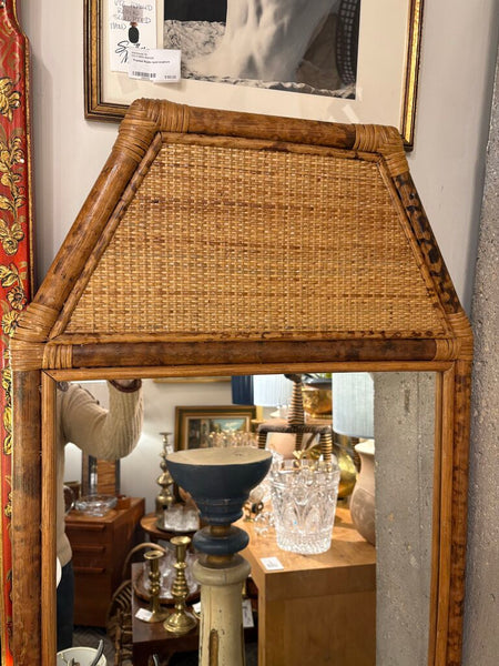 Mcm burnt bamboo wall mirror - in store pick up only