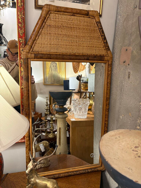Mcm burnt bamboo wall mirror - in store pick up only
