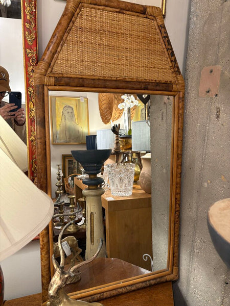 Mcm burnt bamboo wall mirror - in store pick up only
