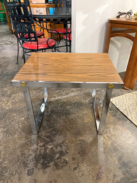 Mcm chrome and laminate side table