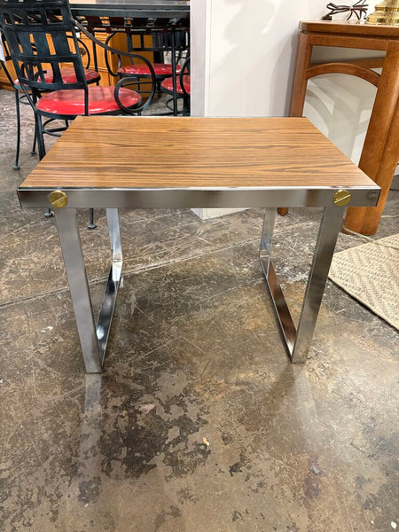 Mcm chrome and laminate side table