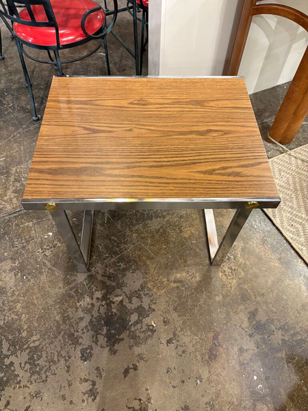 Mcm chrome and laminate side table
