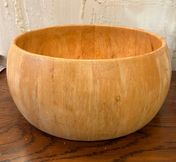 VERY LARGE WOODEN BOWL AS FOUND | 6.5" H X 14"W