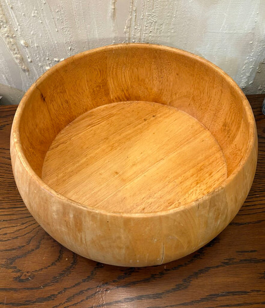 VERY LARGE WOODEN BOWL AS FOUND | 6.5" H X 14"W