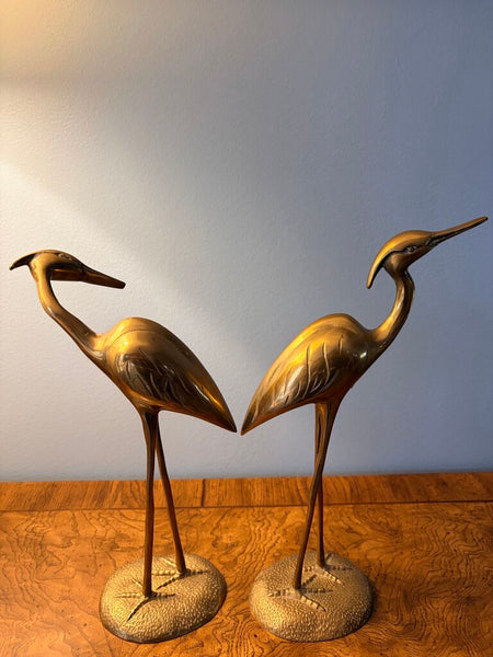 Vintage brass pair of large cranes 13.5T &12.5T