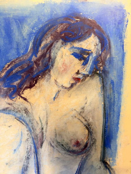 Hans Gustav Burkhardt signed dated 1970 untitled pastel nude drawing original approx 29x23 for pick up only