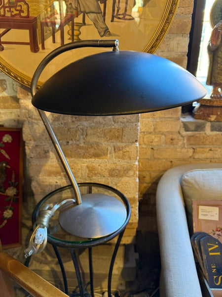 Silver and black UFO lamp
