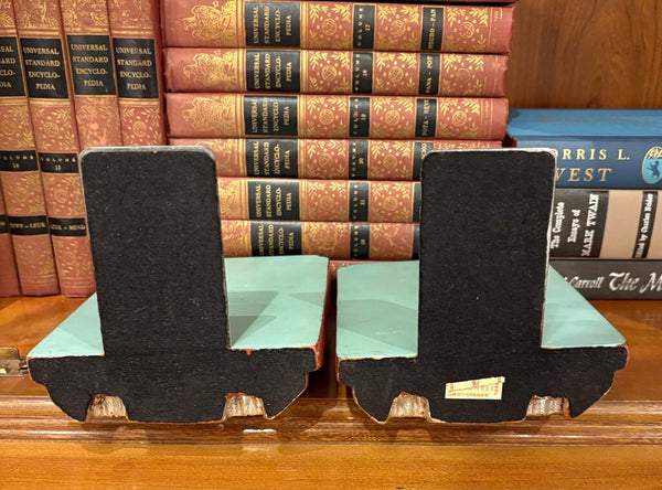 ITALIAN BORGHESE CHALKWARE & GILT BOOKENDS - A PAIR | 6.5"H X 5.25"W
