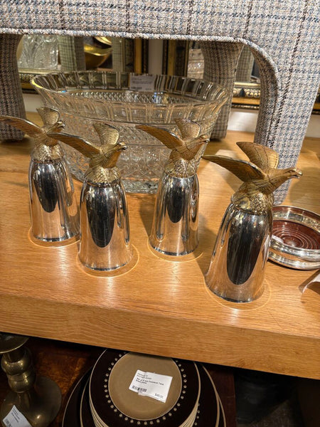 Set of 4 silver plated Anheuser Busch mcm stirrup cups -as found