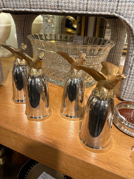 Set of 4 silver plated Anheuser Busch mcm stirrup cups -as found