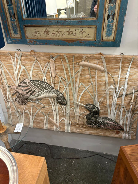 Mcm Don Freeman woven wall hanging -as found with repairs and imperfections-in store pick up only
