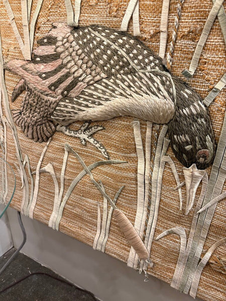 Mcm Don Freeman woven wall hanging -as found with repairs and imperfections-in store pick up only