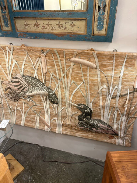 Mcm Don Freeman woven wall hanging -as found with repairs and imperfections-in store pick up only