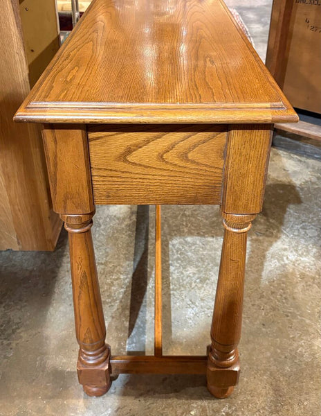 VINTAGE THOMASVILLE CONSOLE TABLE TURNED LEGS, DRAWERS & BRASS PULLS | 56"W x 16"D x 28"H