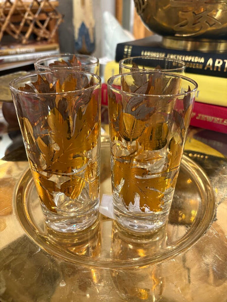 Acorn and oak gilded highballs -set of 4