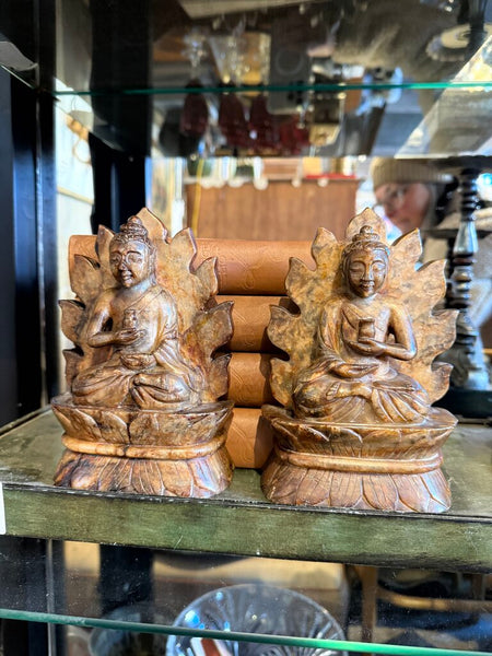 Marble Buddha bookends -a pair
