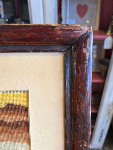 Vintage needlepoint in old frame 12x10