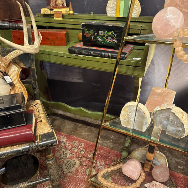 Green Distressed Writing Desk with shield detail-Store Pick up only