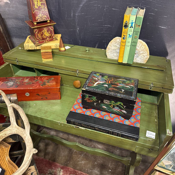 Green Distressed Writing Desk with shield detail-Store Pick up only