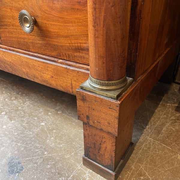FIRM Early 19th Century French Empire walnut chest with columns. DIMS: 45.5 W * 25 D * 36.5 H FIRM