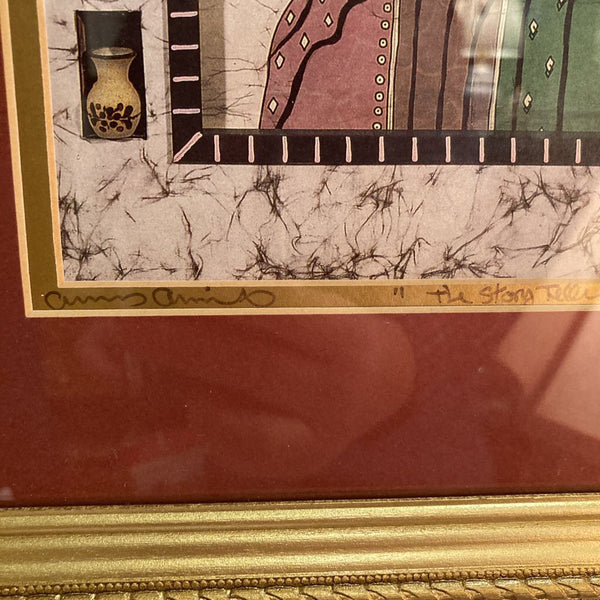 Framed & numbered/signed print The Storyteller" 15.5 h x 9 w inches)