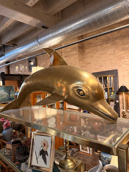 Giant Brass Dolphin 32 L x 18 H IN STORE PICK UPN