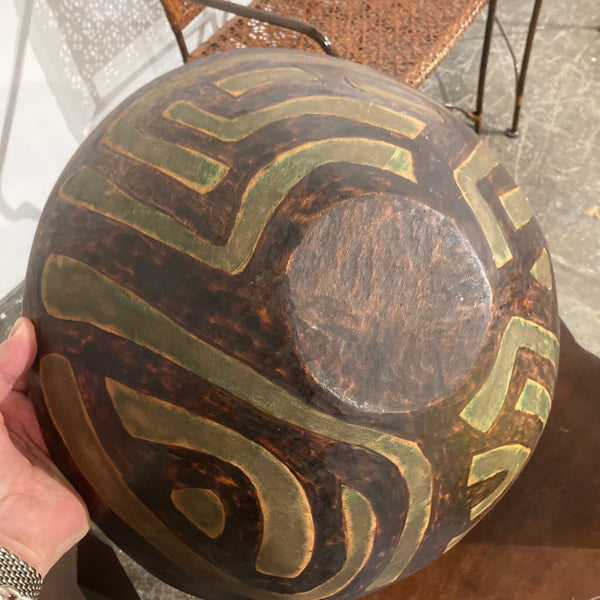 Artisan pyrography bowl (14d x 5h inches)