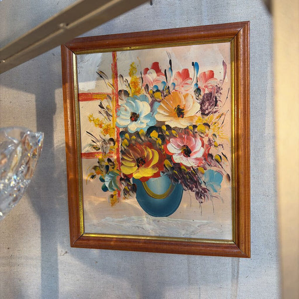 Pair of small floral paintings on art board approx 9x11