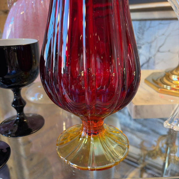 LE Smith Amborina swung vase approx 19t with 9 inch mouth