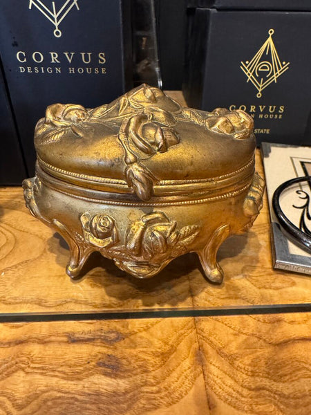 Goldtone Jewelry Casket Trinket Box