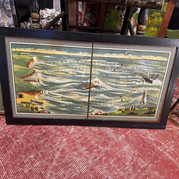 Framed Antique Game Board 24.5x13.75