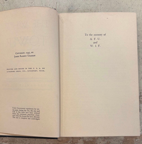 1945 THE WHITE TOWER BY JAMES RAMSEY ULLMAN VINTAGE BOOK