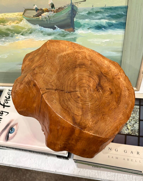 HAND CARVED VINTAGE BURLWOOD BASKET | 14"W x 10.5"H x 12.75"D