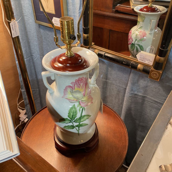 Vintage Wildwood Hand Painted Rose Lamp - Signed by Pamela Shirley - IN STORE PICKUP ONLY