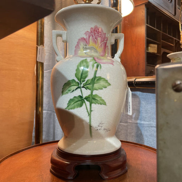 Vintage Wildwood Hand Painted Rose Lamp - Signed by Pamela Shirley - IN STORE PICKUP ONLY