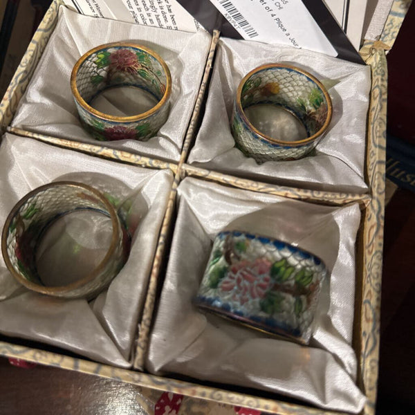 Box Set of 4 Plique a Jour Napkin Rings