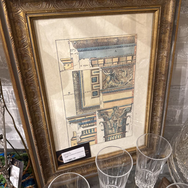 Framed Architectural Cherub Print 14x18